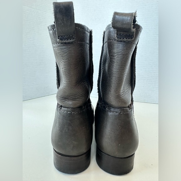 FRYE Anna Grey Moto Biker Shortie Leather Boots Size 6 - Picture 7 of 12
